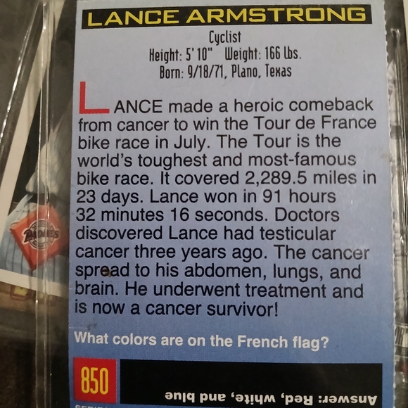 Lance Armstrong Trading Card - Picture 2 of 2